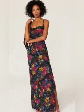 Hutch Calla Cowl Neck Black Floral Maxi Dress
